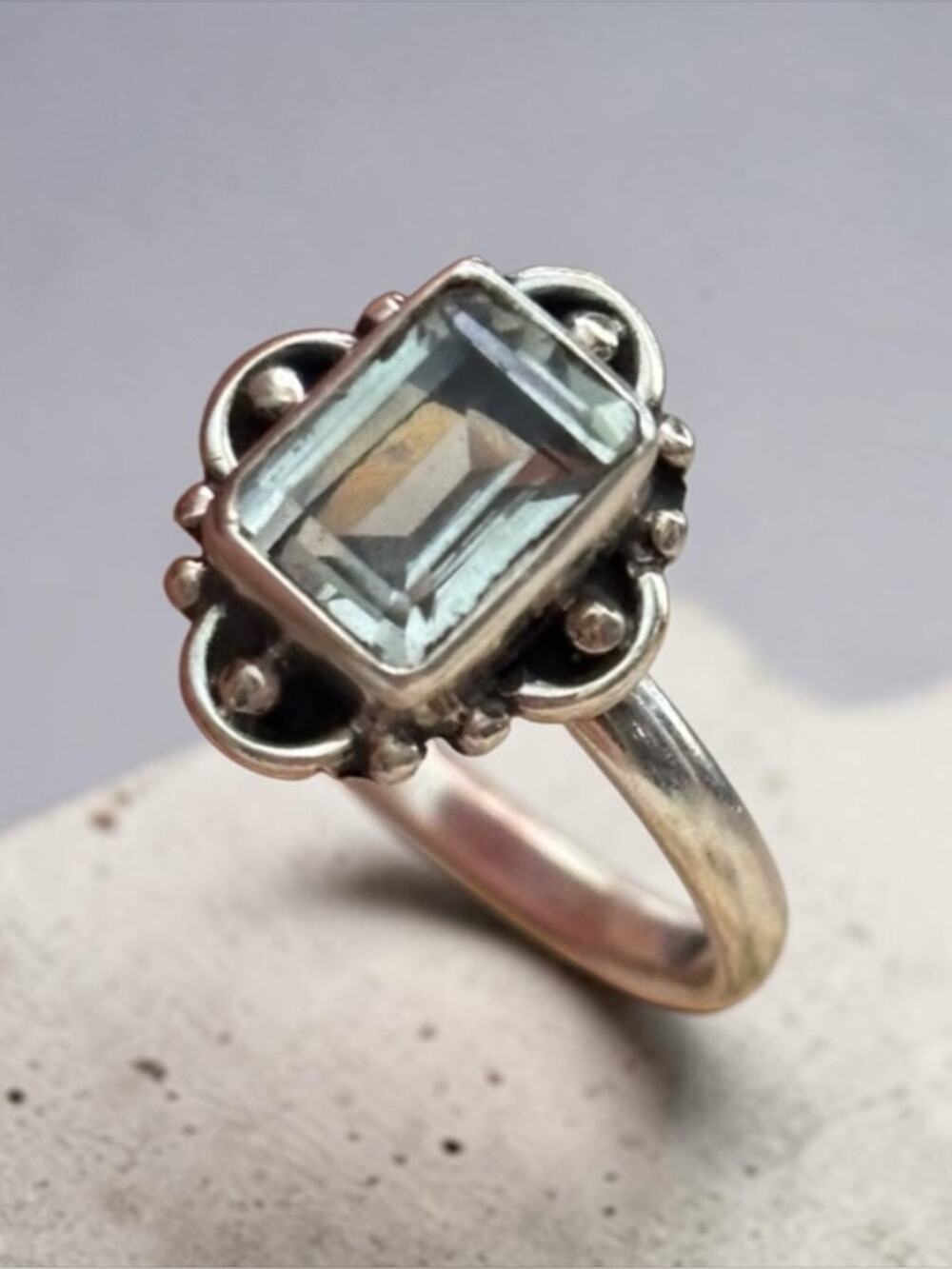 Sterling Silver 925- Aquamarine Gemstone Ring